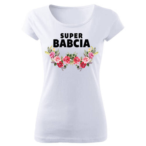 "Super Babcia z kwiatami na Dzień Babci" Moocha koszulka damska czarny