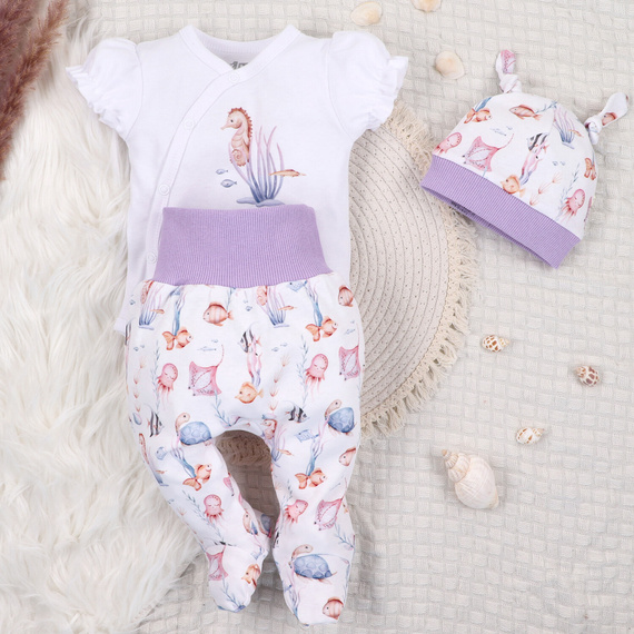 ABN-5474 Underwater World Body kopertowe Nini biały – bawełna organiczna, krótki rękaw