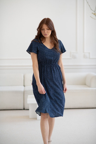 Lovely Dress Midi Milk&Love sukienka ciążowa i do karmienia granatowa w groszki