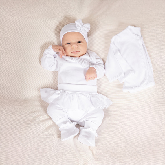 Komplet chrzcielny 5-częściowy nadruk 169061 Nicol - biały