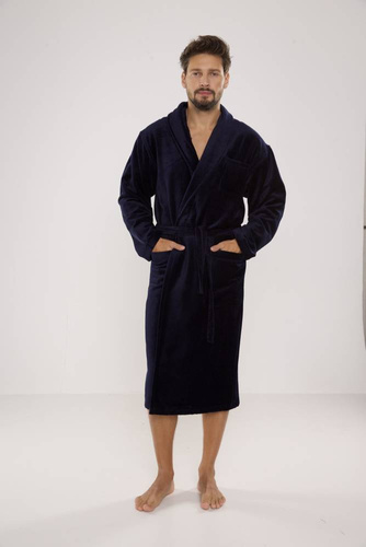 803 / 819 Twin Frotte szlafrok męski Forex - cały granatowy (dark blue)