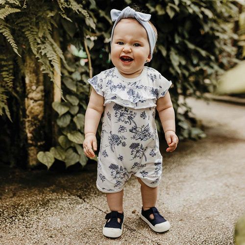 Botanic Eevi Rampers z falbanką - biały druk