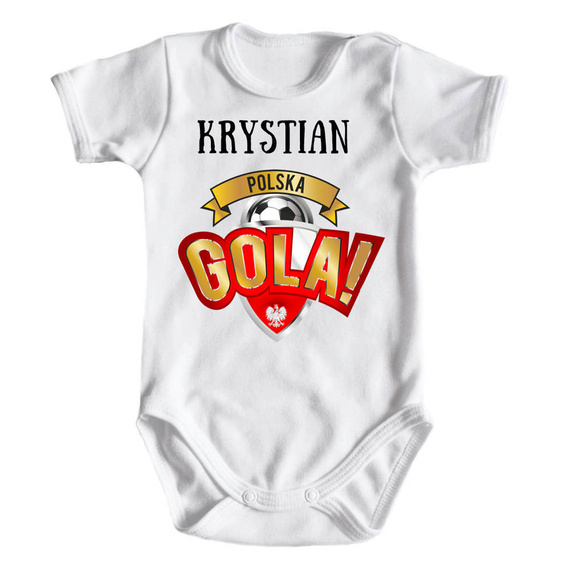 "POLSKA GOLA z imieniem dziecka" Moocha Body krótki rękaw biały