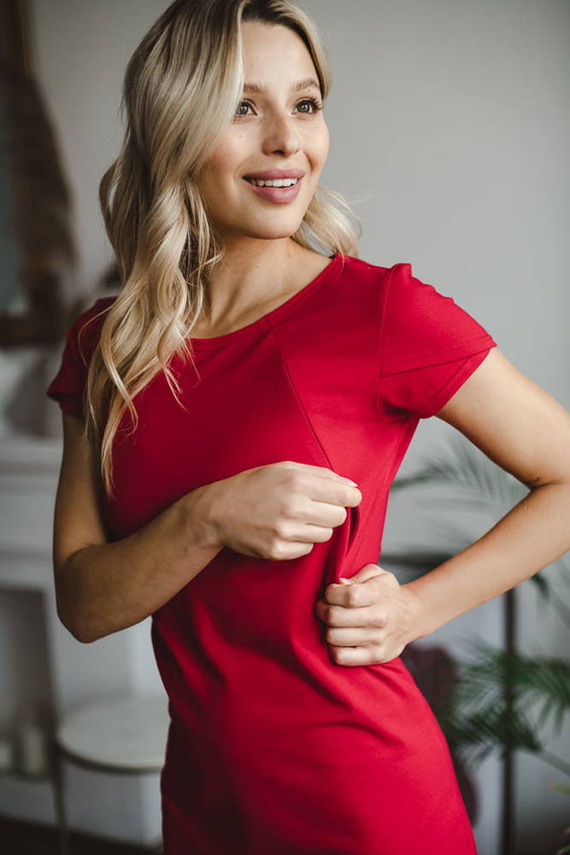 Milky Dress Milk&Love Sukienka do karmienia karminowa czerwień