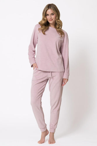 Piżama Damska 1818 Ewelina Leveza Frotte Homewear Bawełniana pudrowy róż