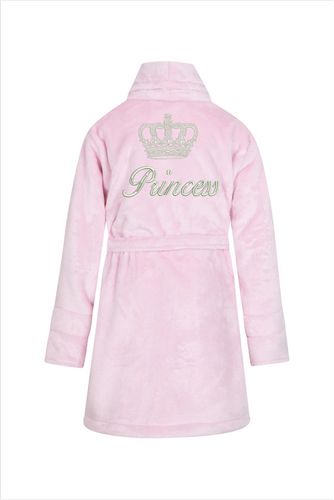 Princess + korona Szlafrok dziecięcy polarowy ByShelly - jasny różowy/srebrny