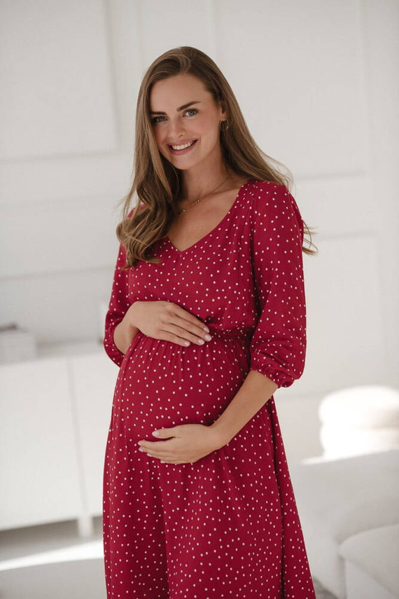 Lovely Dress Midi Milk&Love sukienka ciążowa i do karmienia czerwona w groszki