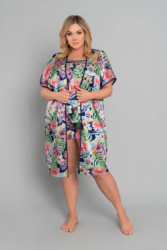 Polinezja Szlafrok Damski Italian Fashion - druk kwiaty