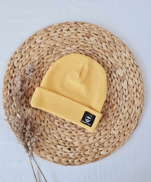 2415P Bandito boy Czapka z uszkami prążek podwójna Marija - musztardowy