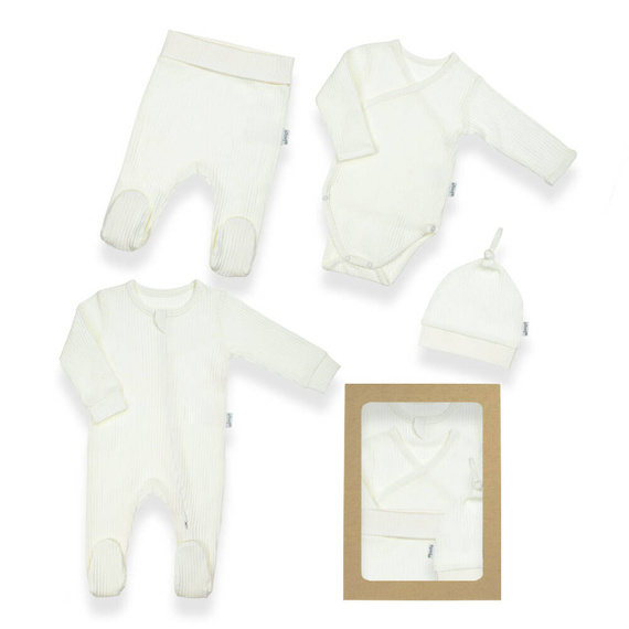 4520 02 Komplet wyprawkowy 4-częściowy nadruk "Basic" Nicol - ecru