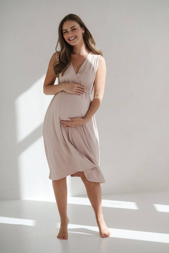 Star Light koszula nocna ciążowa i do karmienia z bambusa Milk&Love pudrowy róż