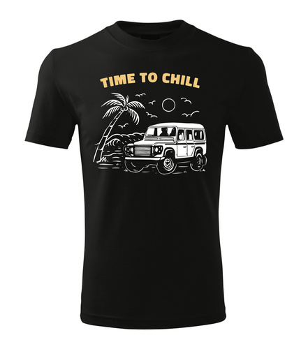 "WAKACJE – TIME TO CHILL" Moocha koszulka męska czarny