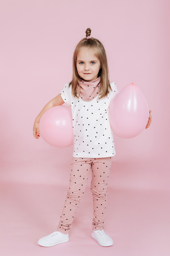 Tres Bien Pinokio Bluzka dla dziewczynki, krótki rękaw - ecru groszki