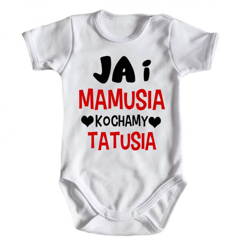 "JA i mamusia kochamy tatusia" Moocha body krótki rękaw biały