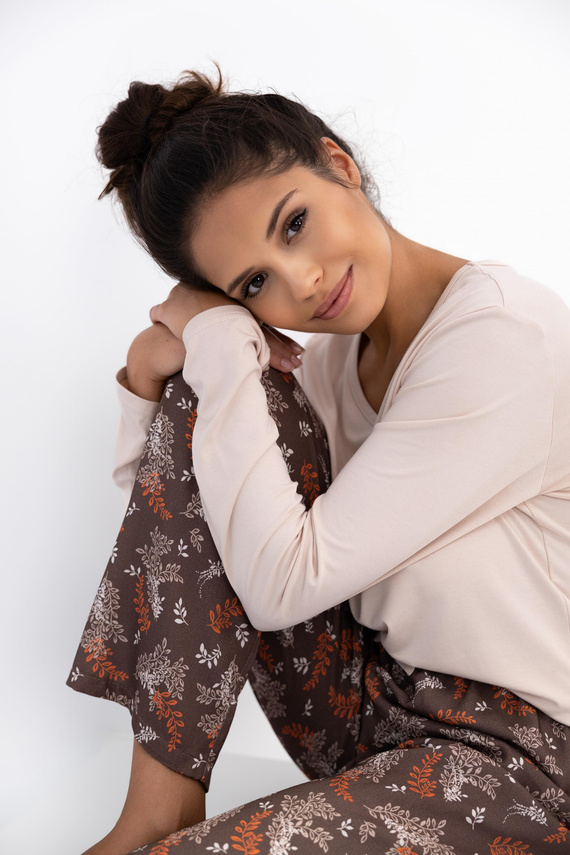 Shelby Piżama damska Sensis – wiskoza, koszulka z długim rękawem i wzorzyste spodnie