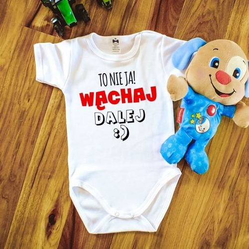 Body krótki rękaw "To nie ja WĄCHAJ dalej" Moocha czarne
