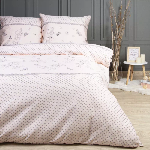 31503/1 Pościel flanelowa kwiaty Darymex pudrowy róż