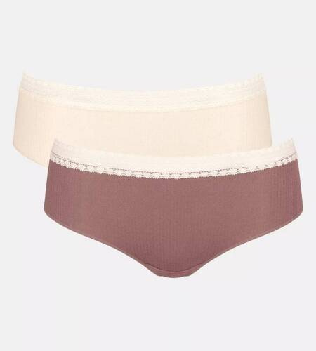 GO Ribbed R Hipster C2P Figi Damskie 2-pak Sloggi - brown - light combination