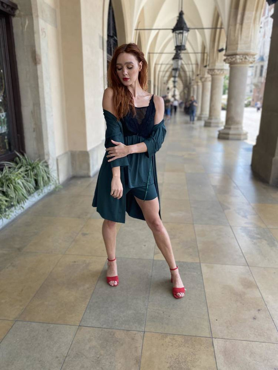 871 Visa Szlafrok damski Forex - butelkowy zielony