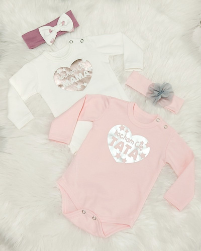 "Kocham Cię Tata serduszko" Bambarillo Body z długim rękawem różowy