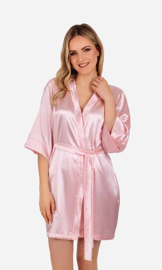 Vesna Szlafrok damski satynowy ByShelly - jasny róż