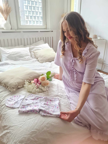 34NA Natalie Koszula nocna Marija – 100% bawełna, ciążowa i do karmienia, z falbanką