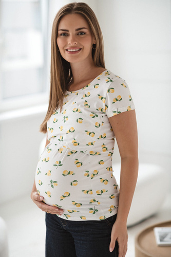Milk Shirt Bluzka do karmienia i ciążowa z krótkim rękawem Milk&Love w cytrynki - wygodna i stylowa