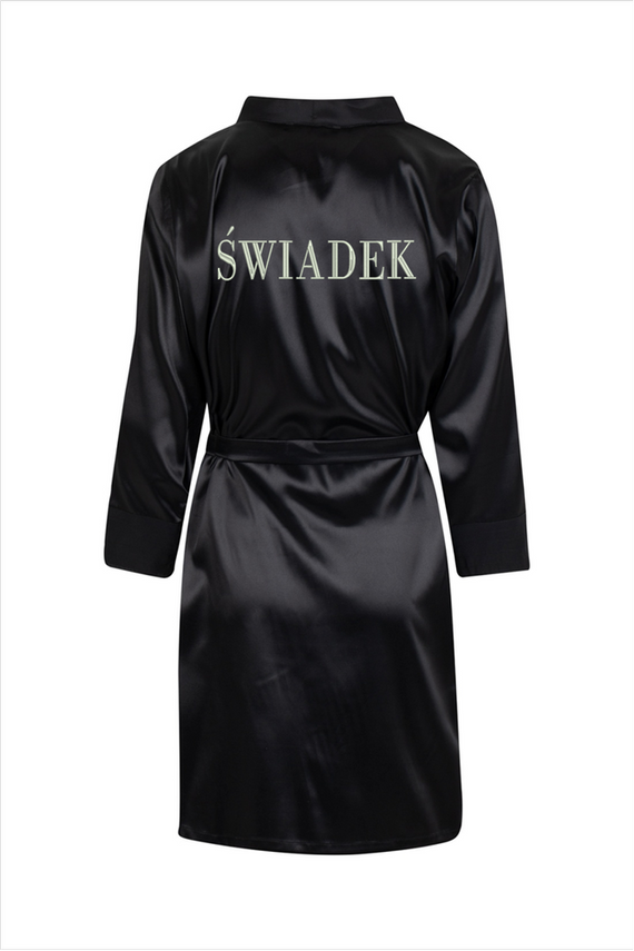 Świadek Szlafrok męski satynowy ByShelly - czarny/srebrny