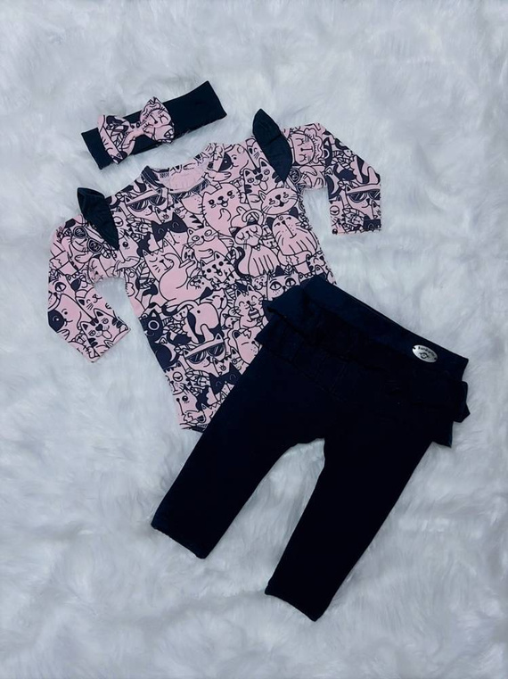 Kotki Bambarillo Body z długim rękawem pudrowy róż-granat