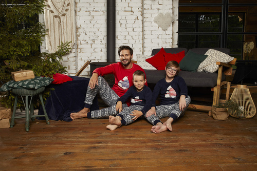 Piżama chłopięca długi rękaw, spodnie Italian Fashion Arktyka - granat