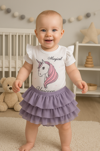 "Unicorn" Terjan Body z krótkim rękawem - biały