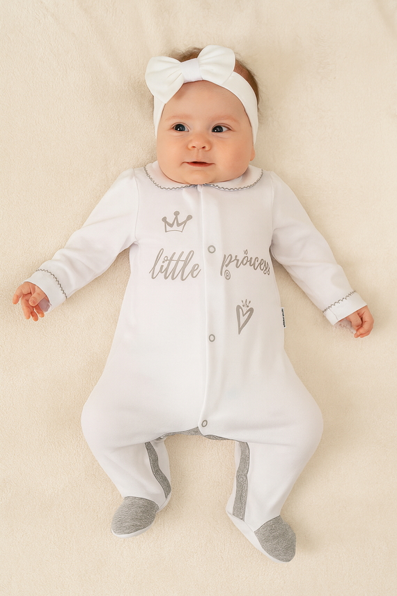 Pajac "LITTLE PRINCESS" Terjan biały