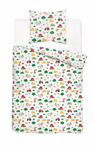 5439 A Wesoła Farma Mała Pościel dziecięca bawełniana Detexpol biały