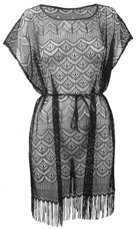 Anais 318 koronkowe pareo z frędzlami De Lafense – lekka narzutka na plażę | S-XXL