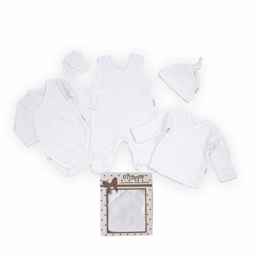 4516 01 Komplet wyprawkowy 5-częściowy gładki "Basic" Nicol - biały