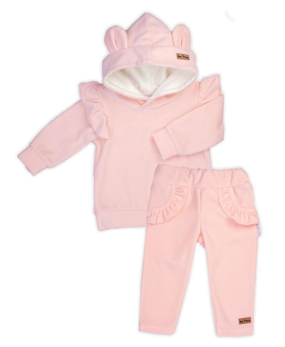 Komplet welurowy 169301 "Mix" bluza + spodnie Nicol - pudrowy róż