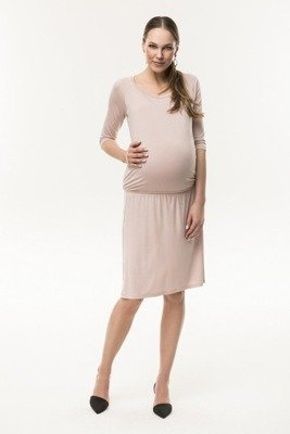 Simple - Sukienka ciążowa i do karmienia rękaw 3/4 Cool Mama pudrowy róż