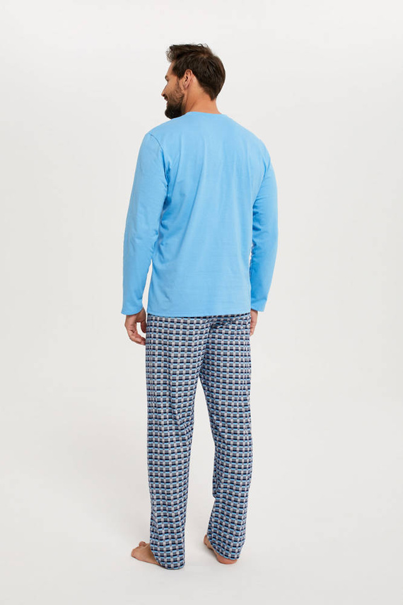 Jaromir Męska długi rękaw, długie spodnie Italian Fashion - niebieski/druk