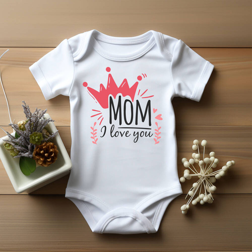 "Mom I love you" Moocha Body krótki rękaw biały