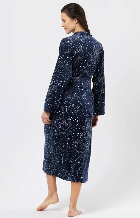 LGL 911 B24 Długi Szlafrok Damski Key-granatowy