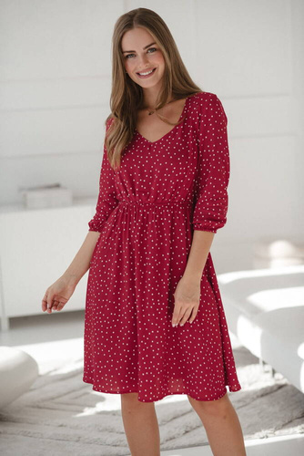 Lovely Dress Midi Milk&Love sukienka ciążowa i do karmienia czerwona w groszki