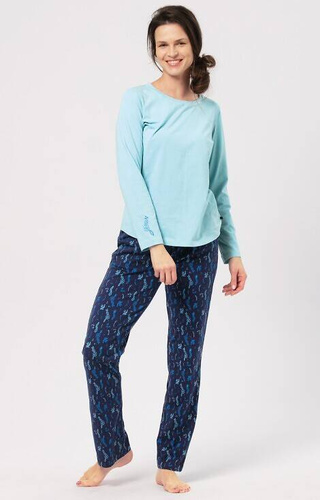LNS 535 Piżama Damska bawełniana Key - niebieska