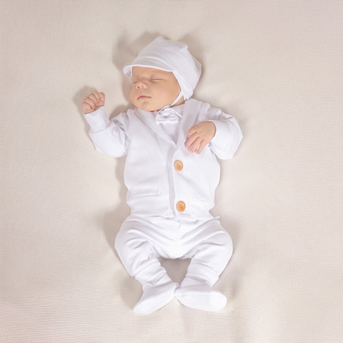 Komplet chrzcielny 5-częściowy nadruk 169398 Nicol - biały