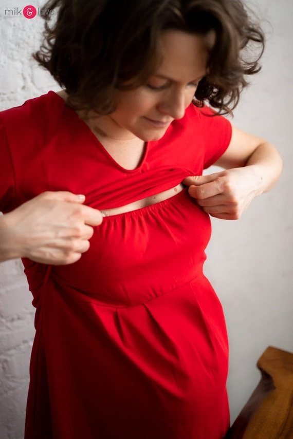 Sukienka ciążowa i do karmienia Carry Milk&Love czerwona