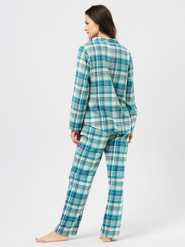 LNS 471 Flanela Bawełniana Piżama Damska Key - niebieski