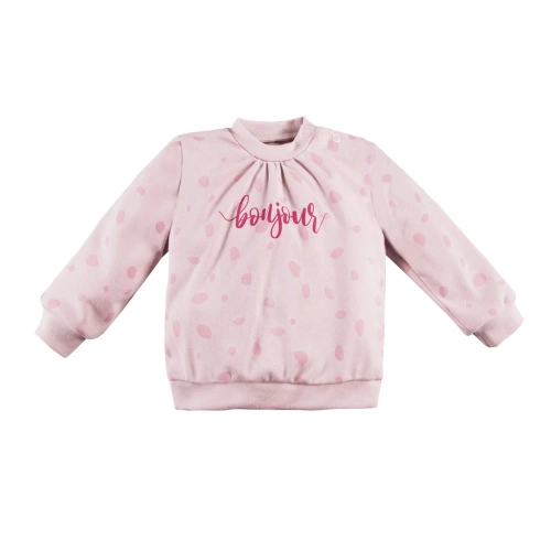 UNIQUE Ewa Klucze Bluza z marszczeniem - róż druk