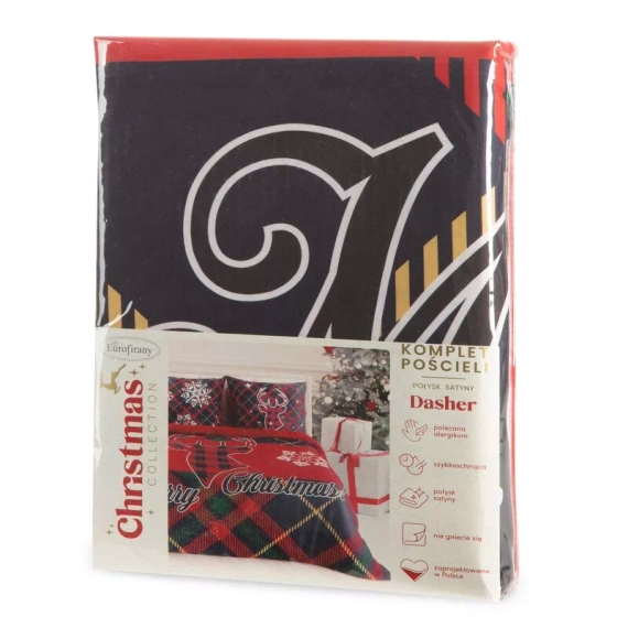 Dasher Pościel świąteczna renifer z mikrowłókna Eurofirany czerwony
