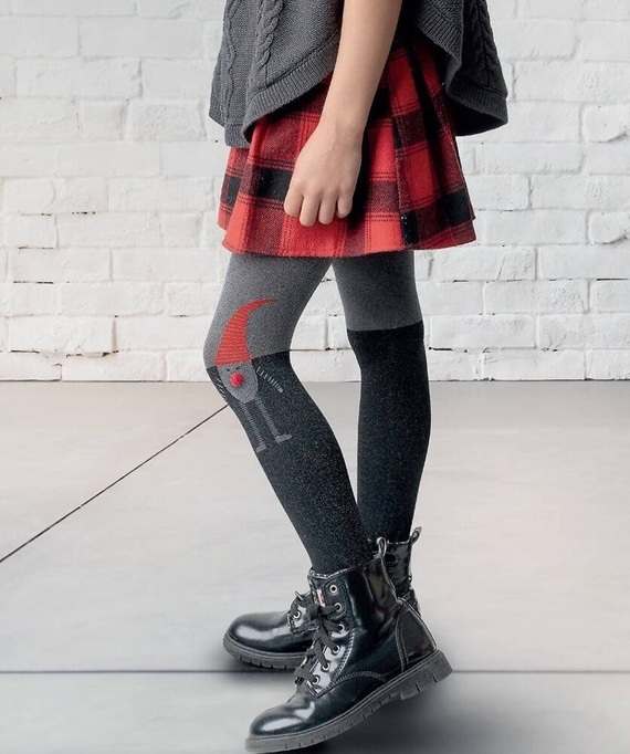 2427 Dopey Rajstopy dziewczęce 50 den Knittex -czarny grafit