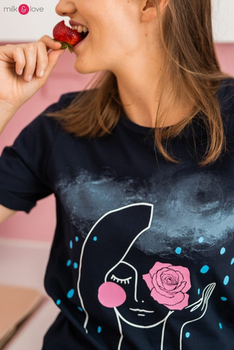 Bluzka do karmienia Boob Milk&Love ciemny granat z grafiką