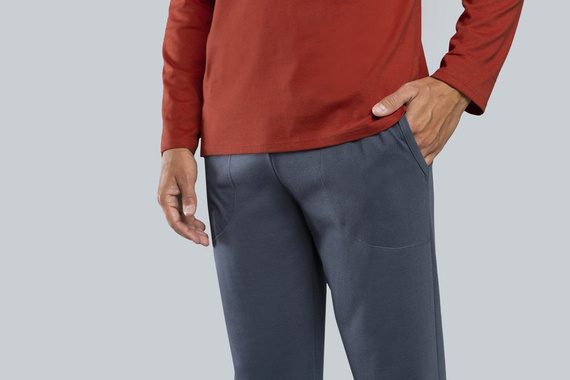 Brend Piżama męska długi rękaw, spodnie Italian Fashion - szary melanż